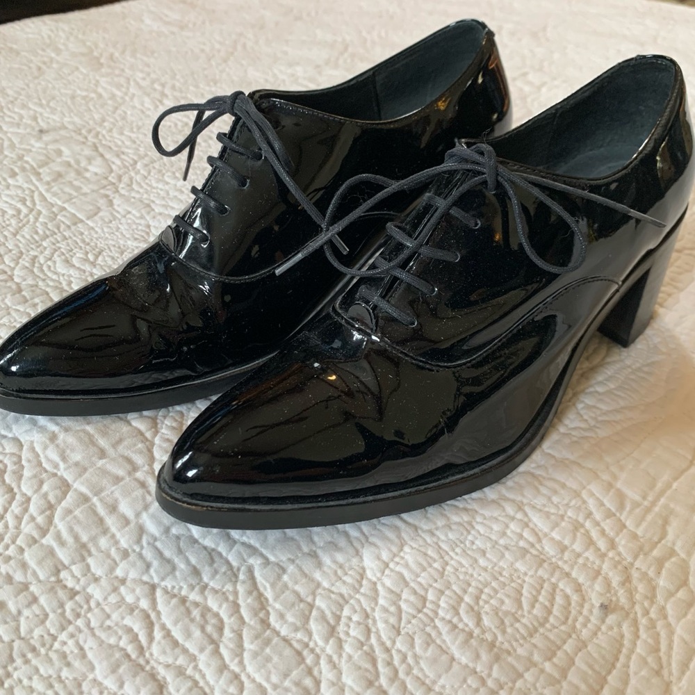 Pedro Miralles Black Patent Leather Lace-Up Heels 37